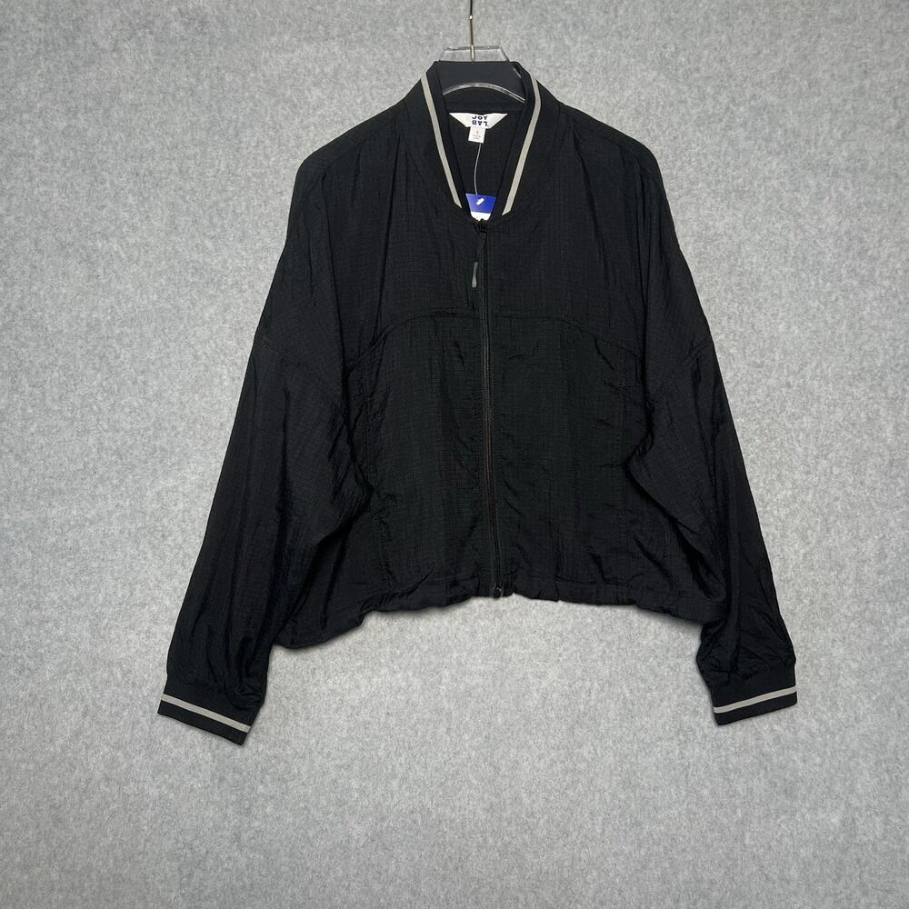 NWT JoyLab Womens S Black Cropped Bomber Jacket Lightweight Zip Ripstop